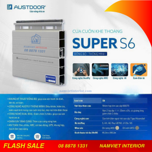 Cửa cuốn khe thoáng Austdoor SUPER S6 |Độ dày 1.1 – 1.25mm| – Nan 2 lớp, ron giảm chiều 2 lớp