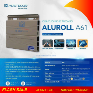 Cửa cuốn khe thoáng Austdoor ALUROLL A61 |Độ dày 1.1 – 1.25mm| – Nan 2 lớp, ron giảm chiều 2 lớp