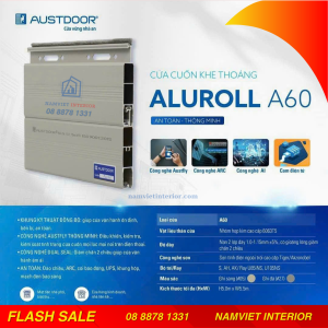 Cửa cuốn khe thoáng Austdoor ALUROLL A60 |Độ dày 1-1.15mm| Nan 2 lớp, lông nheo giảm 2 chấn chiều