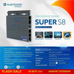 Cửa cuốn khe thoáng Austdoor SUPER S8 |Độ dày 1.3 – 1.45mm| – Nan 2 lớp, Ron giảm 2 chiều
