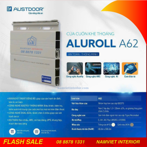 Cửa cuốn khe thoáng Austdoor ALUROLL A62 |Độ dày 1.2 – 1.35mm| – Nan 2 lớp, ron giảm chiều 2 lớp