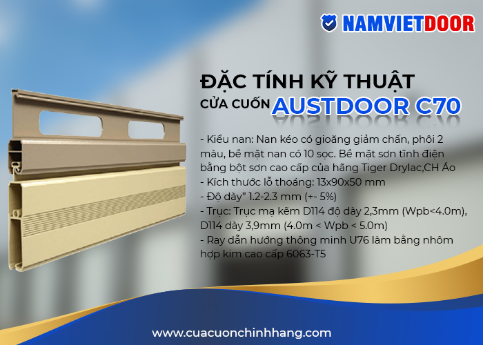 Đặc tính kỹ thuật cửa cuốn Austdoor C70