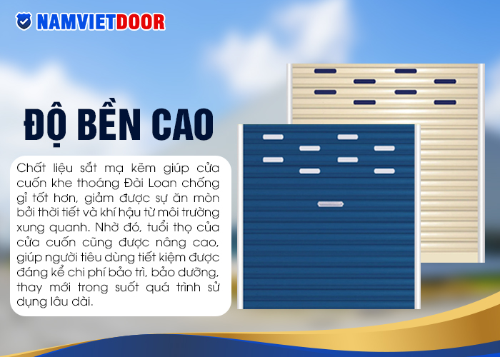 Chất liệu sắt mạ kẽm giúp cửa cuốn khe thoáng Đài Loan chống gỉ tốt hơn