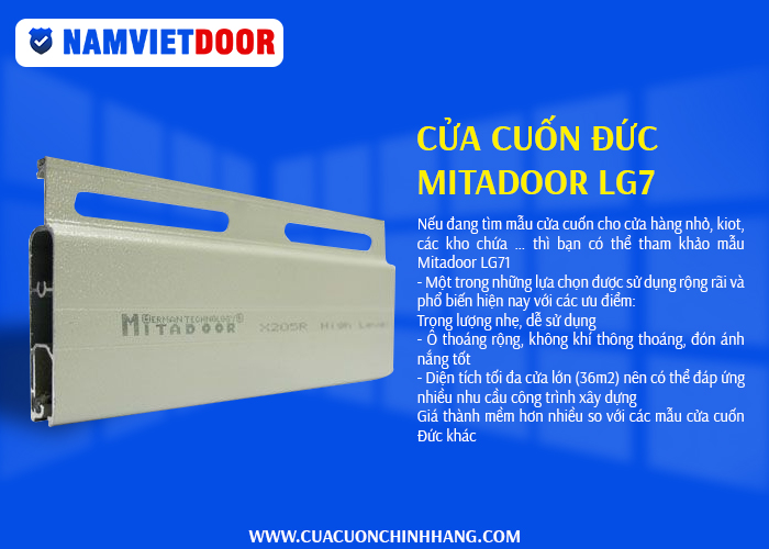 Mẫu cửa cuốn &Dstrok;ức Mitadoor LG71