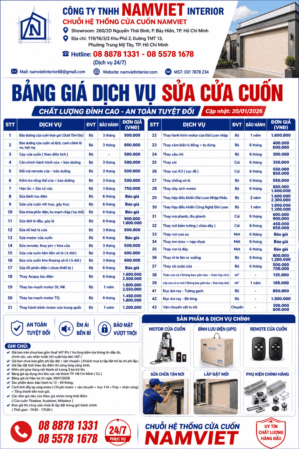 gi&aacute; sửa cửa cuốn quận 6