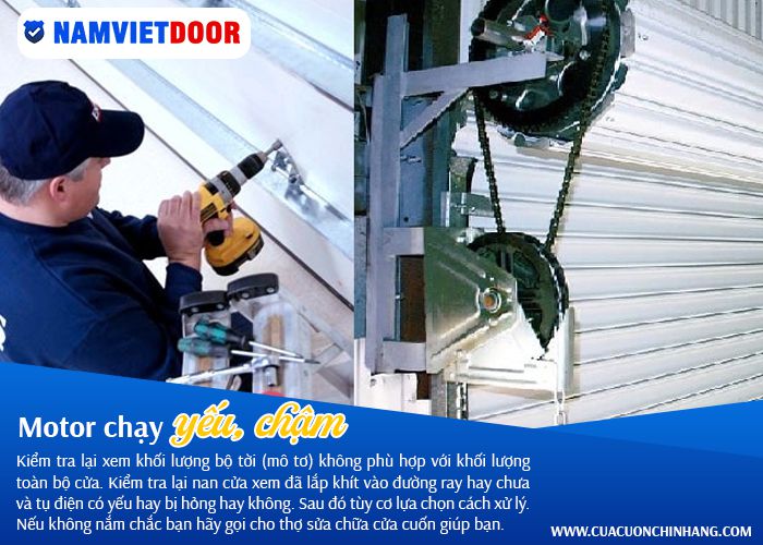 motor cửa cuốn chạy yếu v&agrave; chậm