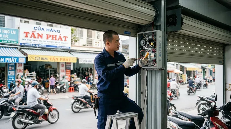 Dịch vụ lắp &dstrok;ặt v&agrave; sửa cửa cuốn phường H&ograve;a Thạnh chuy&ecirc;n nghiệp