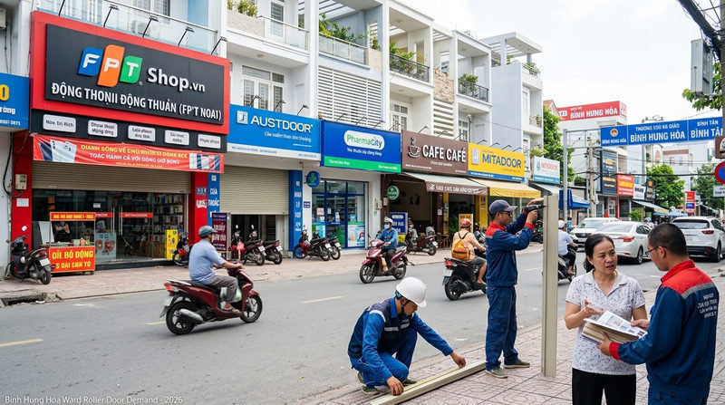 Nhu cầu thi công và sửa cửa cuốn phường Bình Hưng Hòa