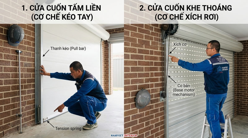 Xác định loại cửa để áp dụng cách mở cửa cuốn khi mất điện chuẩn xác