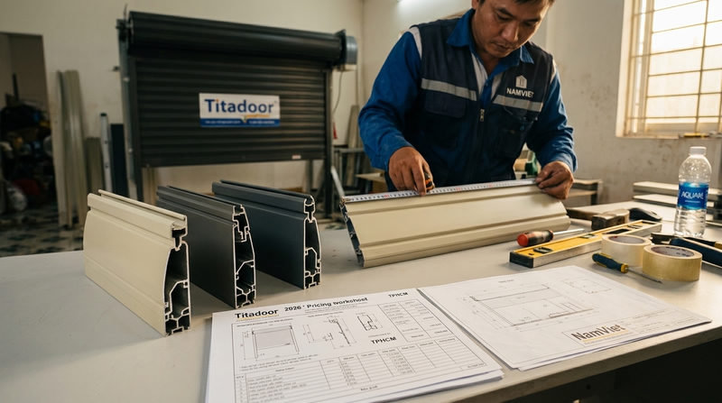 Bảng b&aacute;o gi&aacute; cửa cuốn Titadoor 2026 trọn g&oacute;i tại TPHCM