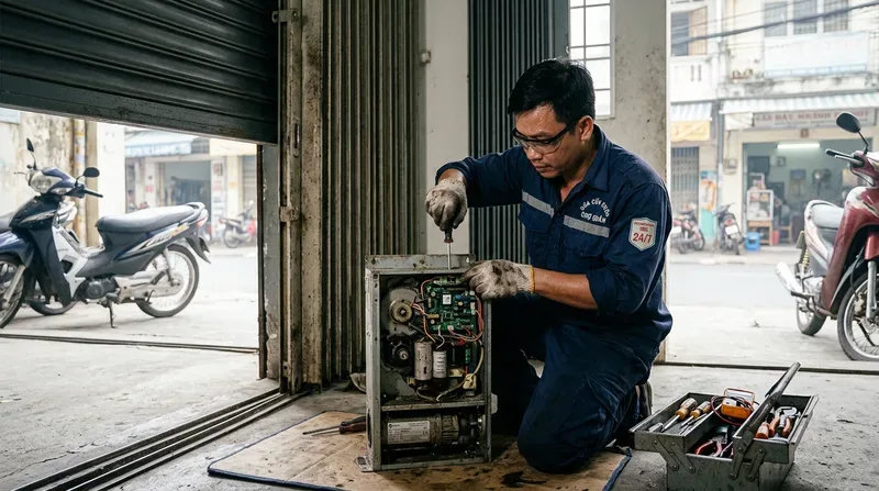 Các hạng mục dịch vụ sửa chữa và thi công cửa cuốn phường Chợ Quán