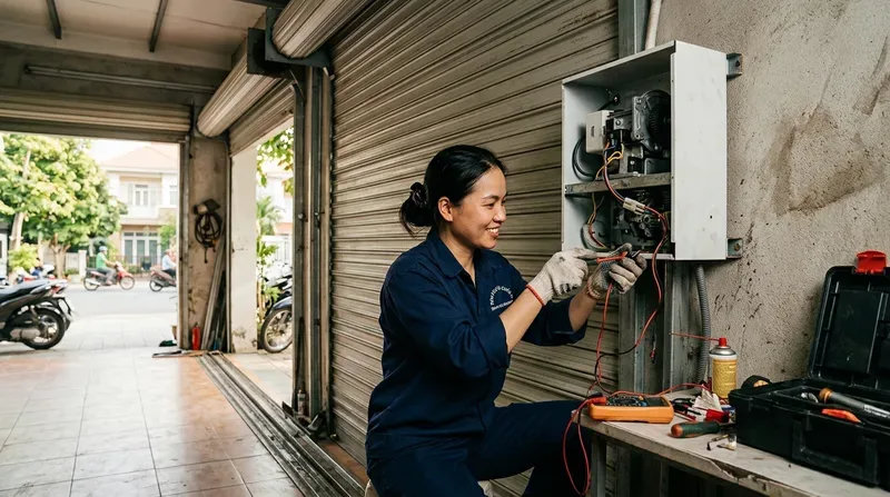 Chi tiết dịch vụ thi c&ocirc;ng v&agrave; sửa cửa cuốn phường T&acirc;n Kiểng