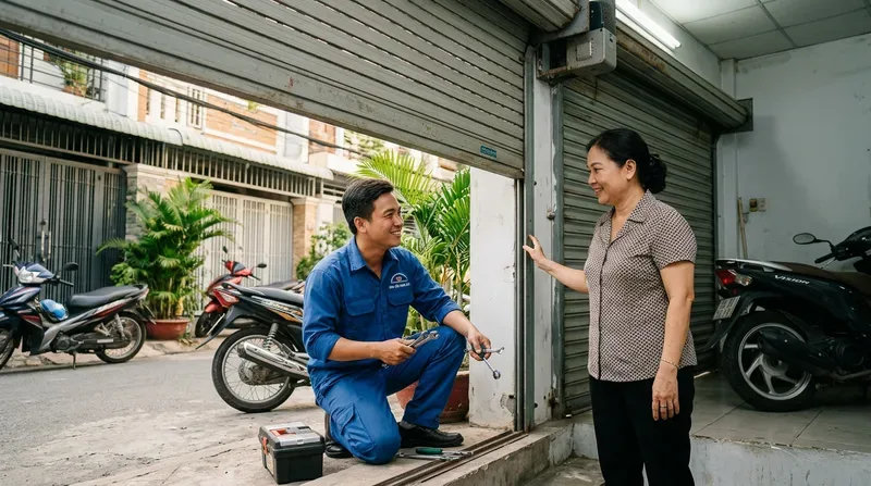 Dịch vụ sửa cửa cuốn phường T&acirc;n Mỹ uy t&iacute;n, phục vụ 24/7