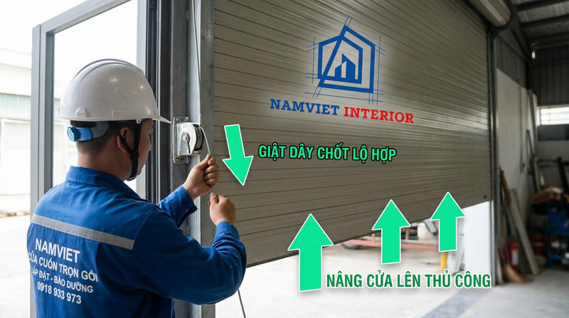 Hướng dẫn cách mở cửa cuốn tấm liền bằng chốt li hợp