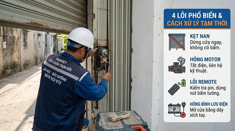 Nhận biết c&aacute;c lỗi phổ biến & C&aacute;ch xử l&yacute; tạm thời khi cửa bị kẹt
