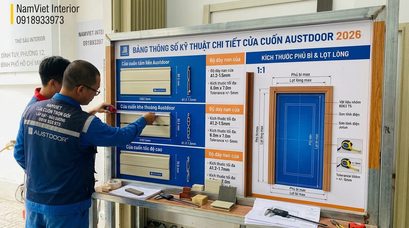 Thông số kỹ thuật cửa cuốn Austdoor chi tiết theo từng dòng