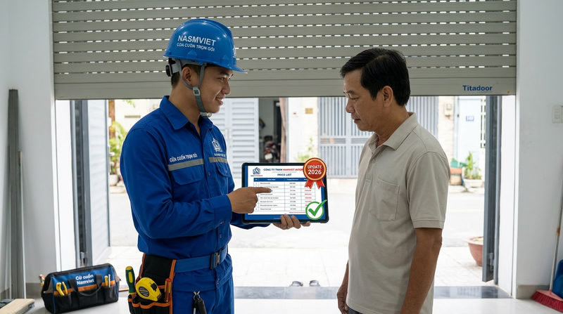 Bảng b&aacute;o gi&aacute; sửa cửa cuốn Titadoor tại TPHCM (Cập nhật 2026)