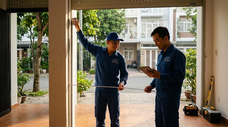 Quy tr&igrave;nh lắp &dstrok;ặt cửa cuốn Titadoor trọn g&oacute;i tại TPHCM