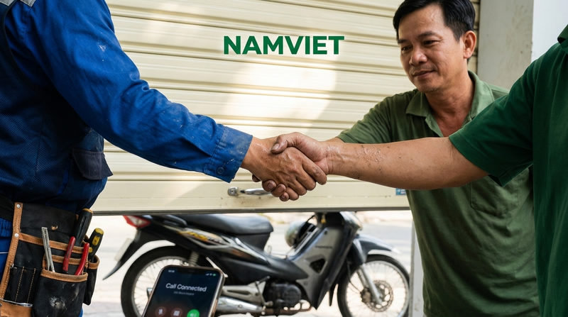 Quy tr&igrave;nh 4 bước gọi thợ sửa cửa cuốn khẩn cấp