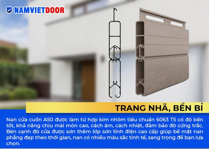 tính trang nhã bền bỉ của cửa cuốn A50