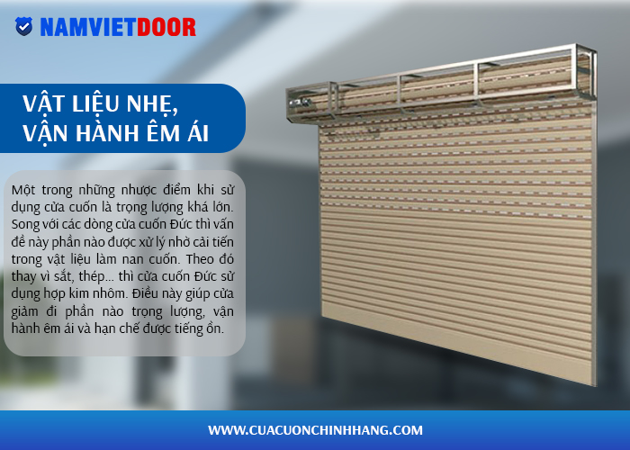 Vật liệu nhẹ, vận hành êm ái