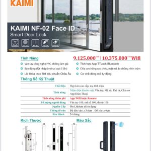 Khóa vân tay cửa nhôm NF-02 Face ID